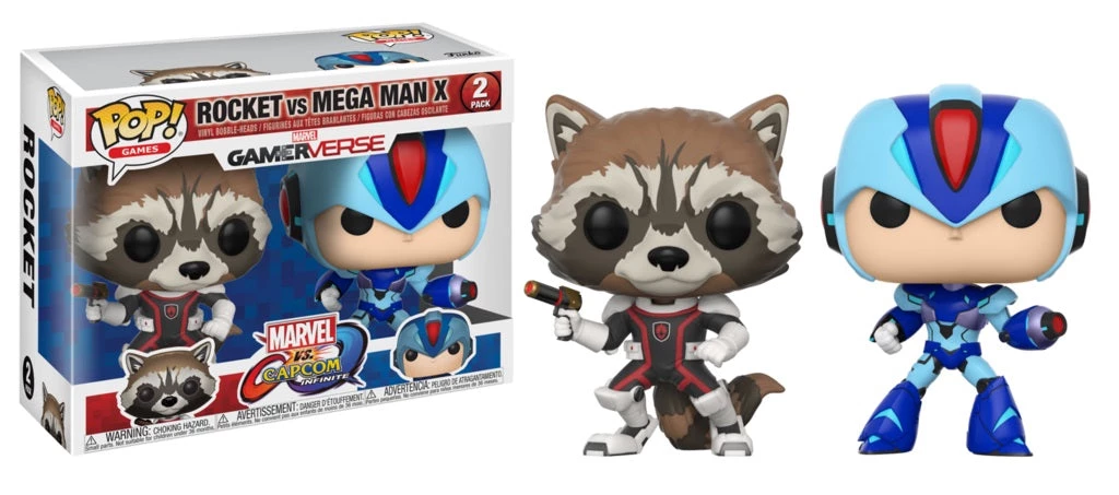 FUNKO POP! Games: Marvel Vs. Capcom 2PK - Rocket Vs. Mega Man X 3 FUNKO POP! Games: Marvel Vs. Capcom 2PK - Rocket Vs. Mega Man X
