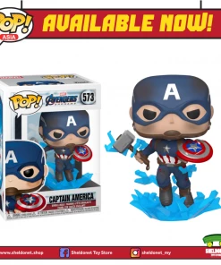 FUNKO Pop! Marvel: Avengers: End Game - Captain America With Broken Shield And Mjolnir