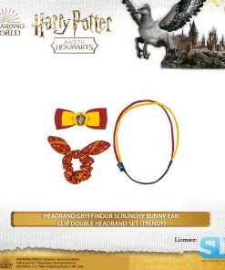 Famesbro Wizarding World Cinereplica: Headband:Gryffindor Scrunchy Bunny Ear Clip Double Headband Set (Trendy)