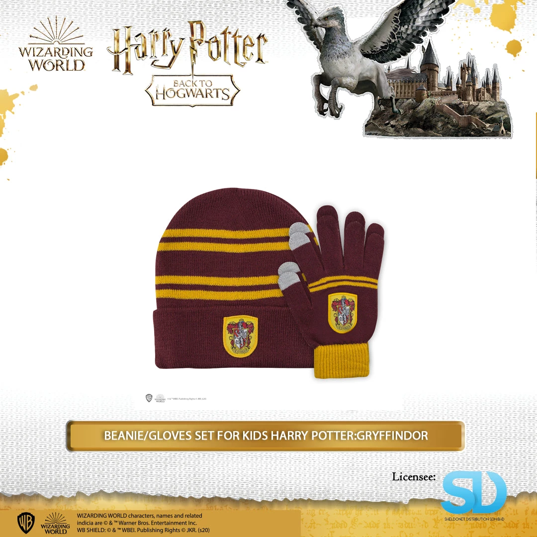 Famesbro Cinereplica: Beanie/Gloves Set For Kids Harry Potter: Gryffindor Wizarding World 3 Famesbro Cinereplica: Beanie/Gloves Set For Kids Harry Potter: Gryffindor Wizarding World
