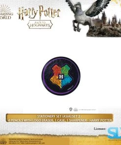 Famesbro Cinereplica: Stationery Set (Asia):Set 2 - 4 Pencils With Logo Eraser, 1 Case, 1 Sharpener - Harry Potter