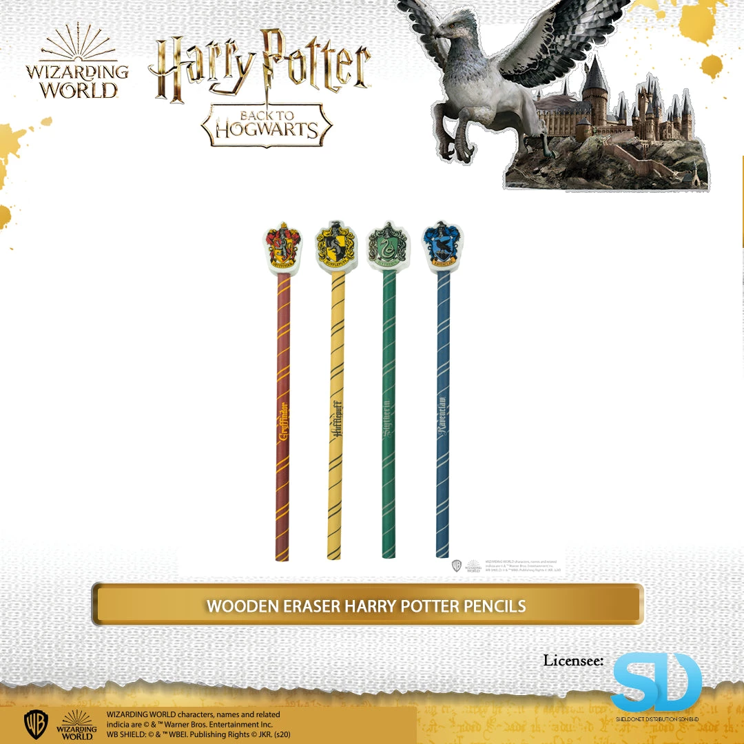 Famesbro Cinereplica: Harry Potter Wooden Pencils With Eraser (Gryffindor, Ravenclaw, Hufflepuff Or Slytherin) Wizarding World 3 Famesbro Cinereplica: Harry Potter Wooden Pencils With Eraser (Gryffindor, Ravenclaw, Hufflepuff Or Slytherin) Wizarding World