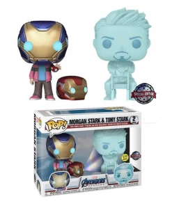 FUNKO [READY STOCK] Pop! Marvel: Avengers: End Game - Hologram Tony Stark & Morgan With Helmet (Glow In The Dark) [2-Pack] [Exclusive]